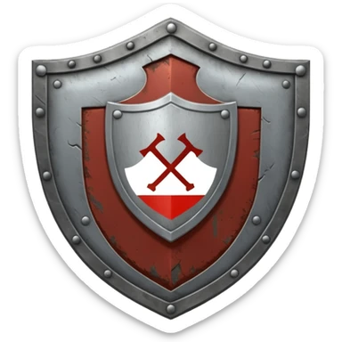 a battle worn steel shield with engraved roman numerals for 30—looks battle worn sticker