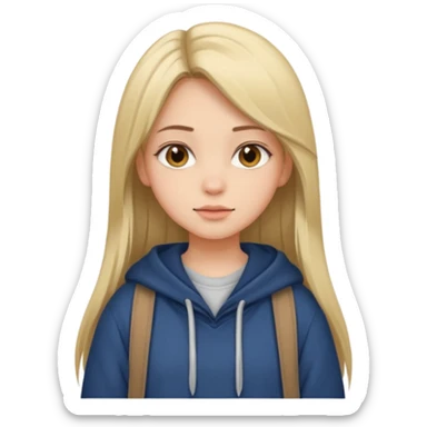 A pretty girl who has layered straight hair woth baggy clothing sticker