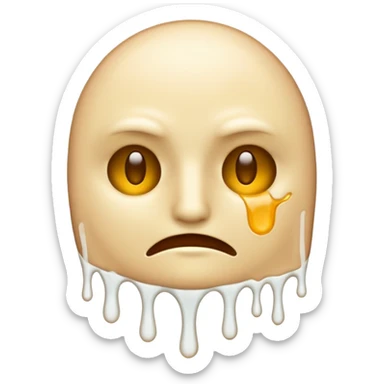 The heat broken emoji in white with sticky white liquid Ozzing out of it with no face sticker
