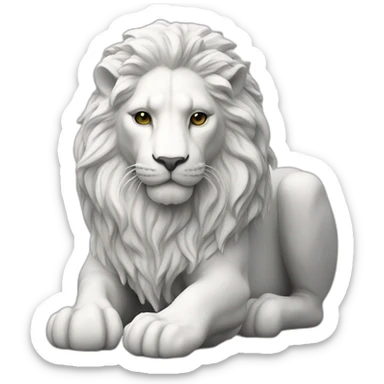 mermaid lion statue in white sticker