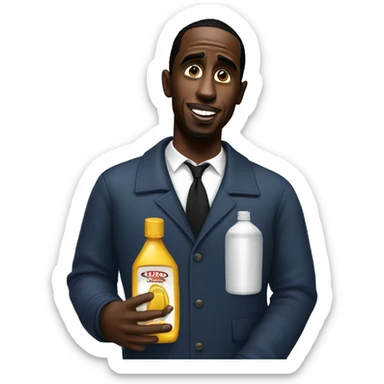 P. Diddy holding a bottle of oil sticker
