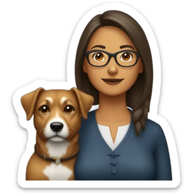 mujer pelo castaño con gafas con perro pastor alemán sticker