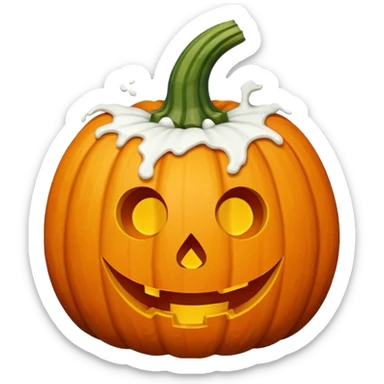 pumpkin with hole in it, the hole is oozing a thick white substance sticker