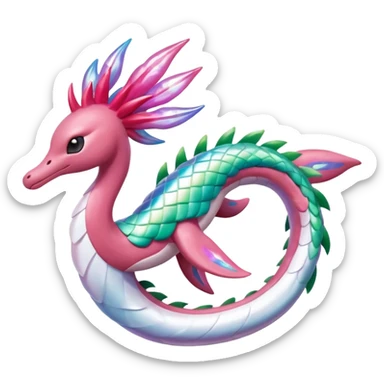 Shiny colorful exotic Mezprit-Milotic-Shaymin-Palkia-Pokémon-fusion, full body sticker