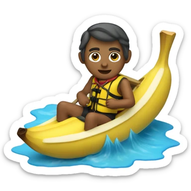 a person on a banana boat on water  sticker