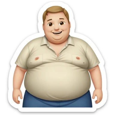Hombre obeso mórbido con la barriga saliendo de la camisa sticker