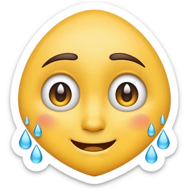 Smiling emoji crying and concerned eyebrows  sticker