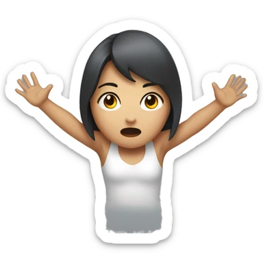 scared asian girl with her arms up sticker