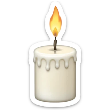 A simple emoji-style illustration of a candle with no flame, the wick slightly burnt, and a small amount of light smoke rising, minimal design, flat emoji look sticker