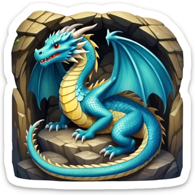 generate realistic detailed dragon in cave inside view sticker
