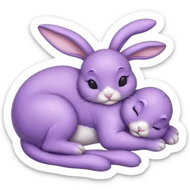 fullbody sleeping bunny  ios 16 very cute slay violet  sticker