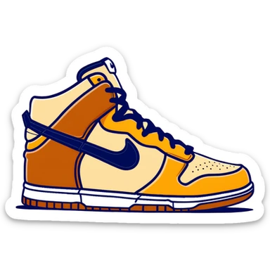 Nike Dunk Low Curry, beige and brown tones with tan accents, basketball sneaker sticker
