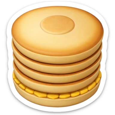 Colombian arepa, round corn cake, golden brown, slightly crispy exterior sticker