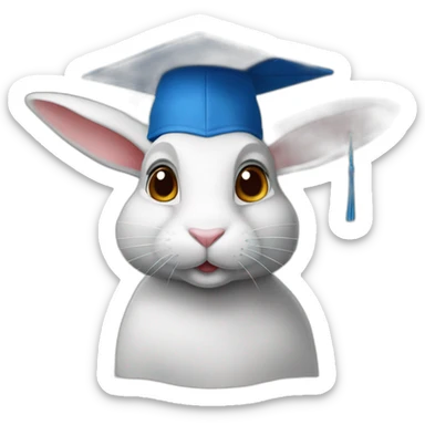 Ukrainian rabbit student in a square academic cap sticker