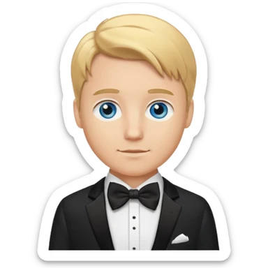 🤵🏼bu emojide sadece saç rengi altın sarı, göz rengini mavi yap ve Smokinli olsun sticker