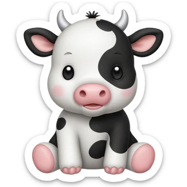 Cute baby stuffed cow  sticker
