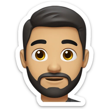 25 year old Hispanic man with a beard and thick eyebrows light skin, black shirt and side fades and a comb over with very dark brown eyes sticker