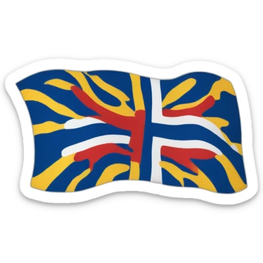 flag of Ingermanland yellow background with Scandinavian cross blue with red outline sticker