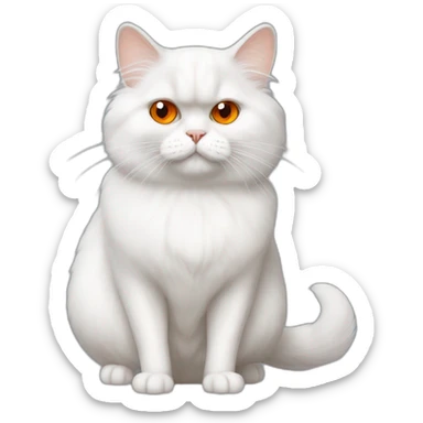 white persian chinchilla cat with orange eye who look stupid sticker