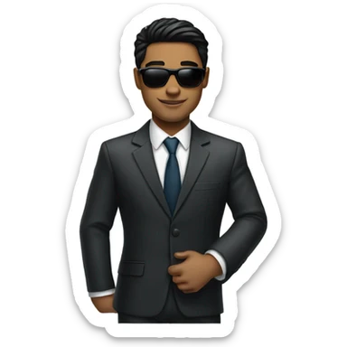 Young white woth black hair businessman wearing sunglasses and a suit sticker