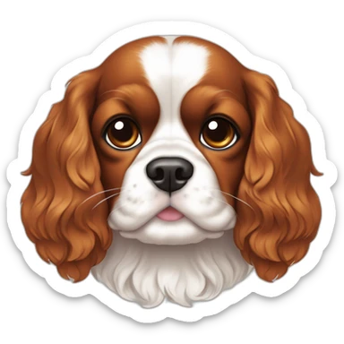 Cavalier King Charles marron avec une tache blanche sur la tête et le buste sticker