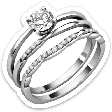 Diamond ring 💍 2 rings  twist with each other like engagement rings for man and women sticker