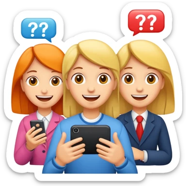 Quiz with happy people  sticker
