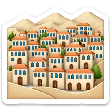 little city and many, small, ordinary, simple, home, Iranian-style, 1980, without frame  sticker