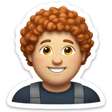 Bading redish curly hair guy with corners in the hair chubby smiling sticker