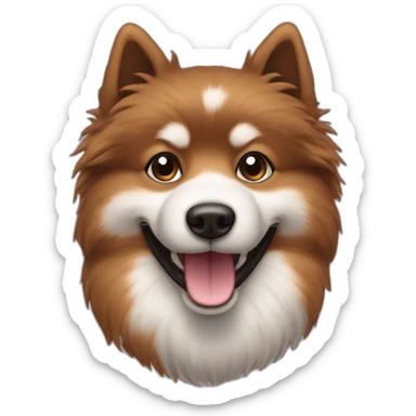 Spitz dog happy face only chocolate brown color hairy sticker