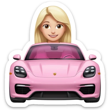 pink Porsche taycan with blonde girl sticker