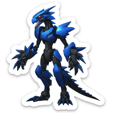  Cool Edgy Black Blue Digimon-Fakemon-Raptor-Dragon-Mecha full body sticker