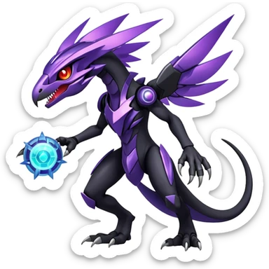 Shiny Dark Evil Nebula Futuristic Fakemon-Pokemon-Digimon-Spectrobes-Raptor-fusion, full body sticker