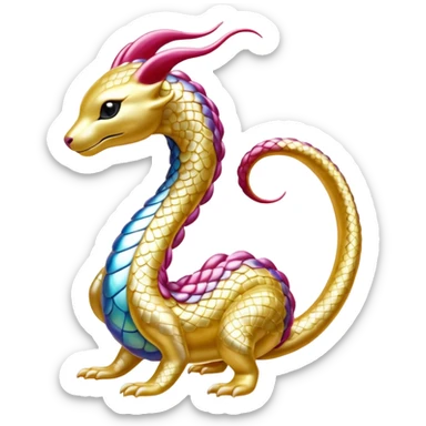Shiny Pearl-Gold Sunset-Tinted Luxurious Elegant Smooth Milotic-Liepard-hybrid-Fakémon-creature (full body) sticker