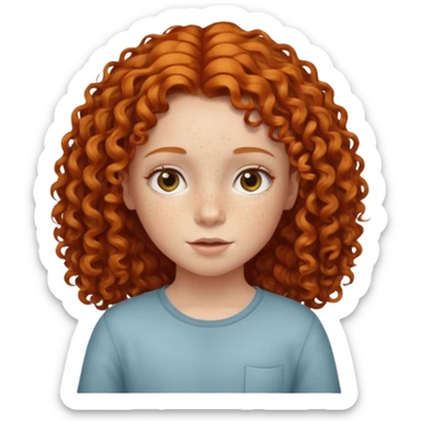 girl child with ginger curly hair sticker