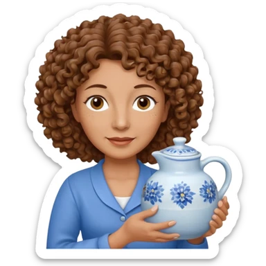 Older female florist – curly hair, holding water pot sticker