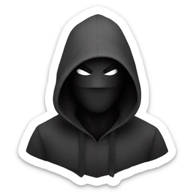 grayscale black mysterious masked hooded man sticker