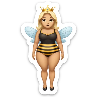 full body Plus size blonde lesbian queen bee with mole on left chin sticker