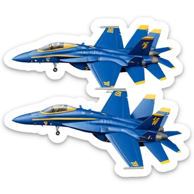 four US Navy Blue Angels f/a-18s performing diamond formation flight maneuver sticker