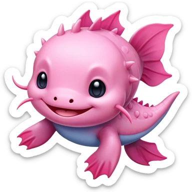 pink cute axolotl stitch sanrio sticker