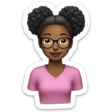girl with 2 afro puffs and glasses sticker