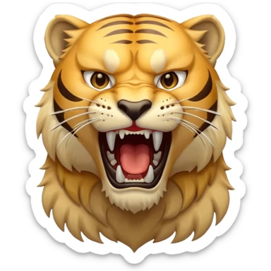 Create a Sabertooth Tiger roaring, make it fierce sticker