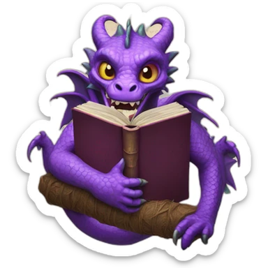 purple dragon holding the book of the dead sticker