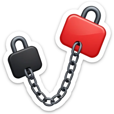 iOS sticker, broken chain, black links, red break, minimal sticker