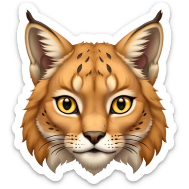 A high-resolution photo-realistic digital illustration of a majestic lynx, chest upward A high-resolution, photo-realistic digital illustration of a majestic young Eurasian lynx, shown from the shoulder upwards with markings sticker