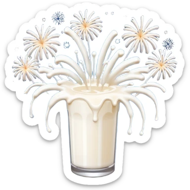 Fire works made of milk for the new year that say 2026 sticker
