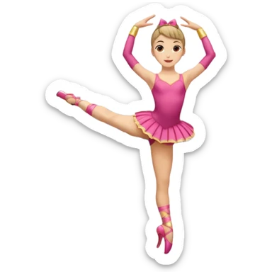 Una chica con vestuario de bailarina con las piernas flexionadas, el dedo índice en la boca, el tren superior inclinado hacia la izquierda y con la cadera proyectada hacia la izquierda sticker