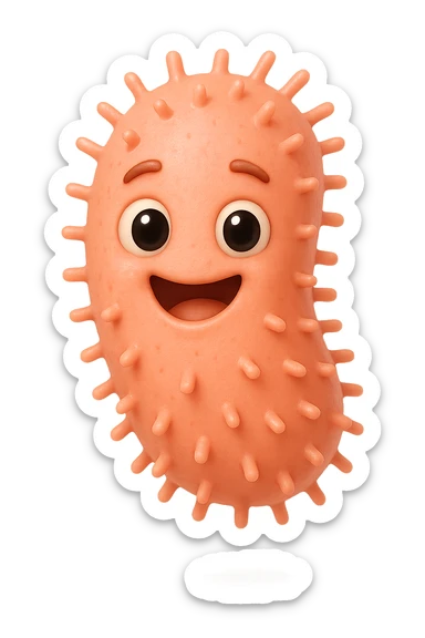 EMOJI STILE IPHONE DI BATTERI INTESTINALI ROSA SALMONE FELICI CHE FLUTTUANO IN ARIA, IPERREALISTICO 4K sticker