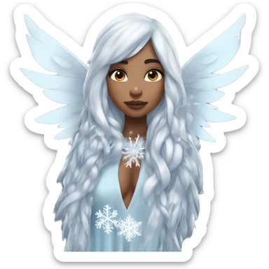 big wings, hood, silver, icy ,snowflake, Beautiful, fairy, long hair sticker