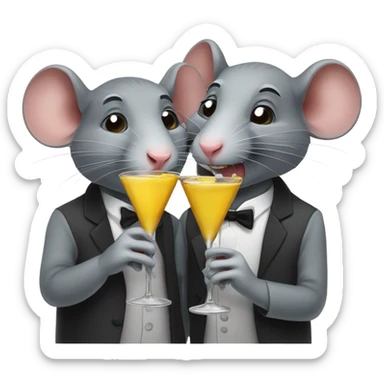 two rats with martinis  sticker